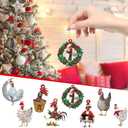 8Pcs Acrylic Chicken Ornaments Christmas Tree Pendant Decor Xmas Tree Hanging Decoration Acrylic 3D Chicken Signs Christmas Farm Theme Decor