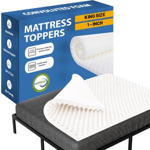 Greaton, 1-Inch Convoluted High Density Foam Mattress Topper, CertiPUR-US Certified for Superior Comfort and Support, King, White