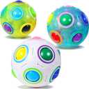 3 Pieces Magic Puzzle Rainbow Ball 3 Colors Fidget Puzzle Ball Match Cube Brain Teasers Games Fidget Stress Toy Christmas Stocking Stuffers for Kids Teen Adults