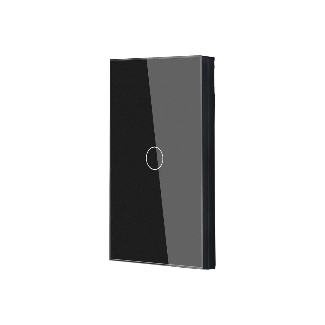 WiFi Smart Touch Light Switch,1-Button Single-Gang Wall Switch,Neutral/No Neutral Wire Required,110220V 50/60Hz,2.4GHz Tuya/Smart Life,Works with Alexa, Glass Panel,Black