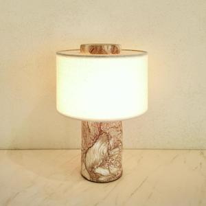 BSOD Pink Shell Marble Lamp Stone Lamps - Fossil Marble Table Bedside Cordless Luxury Cute Design Bedside Lamp for Home Decor, Bedroom, Living Room & Gifts (Rechargeable Pink Lumachella Lamp)