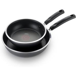 T-fal Signature Non Stick Fry Pan Set 2 Piece: 8 and 10.5 Inch, Oven Broiler Safe 350F, Heat Indicator, Cookware Set Nonstick, Frying Pans, Skillets, Pots and Pans, Home, Dishwasher Safe, Black