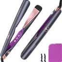 LANDOT 2-in-1 Hair Straightener and Curler - Twist Flat Iron Curling Iron for Smooth Curls & Sleek Straight Salon Results - Dual Voltage Ceramic Straightener Adjustable Temp for All Hair Types