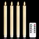 LED Flameless Taper Candles with Remote Timer,Ivory Battery Operated Flickering Window Candles,Pack of 4 Real Wax Warm Fire 3D-Wick Flameless Candlesticks,Home Wedding Decor '0.78 x 9.64'