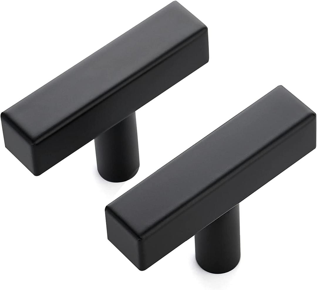 Ravinte 10 Pack Black Square Bar Cabinet Knobs 2 Inch Square Cabinet Pulls Matte Black Single Hole Kitchen Cabinet Handles