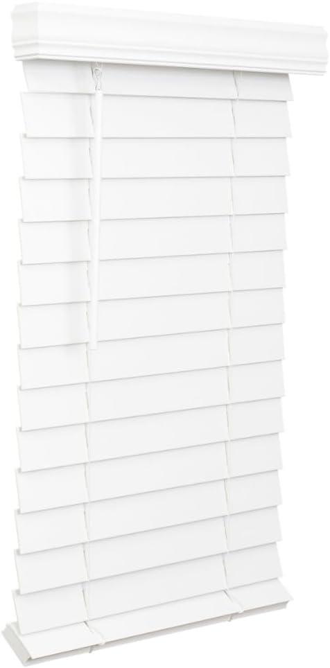 LOTUS & WINDOWARE 2.5-inch Cordless Faux Wood Blind, Plantation Style, 31" Wide x 48" Long, Smooth, Bright White  for Living Room, Bedroom, Interior Door Windows (31"W x 48"H)