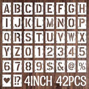 12 Inch Letter Stencils Symbol Numbers Craft Stencils, 42 Pcs Reusable Alphabet Templates Interlocking Stencil Kit for Painting on Wood, Wall, Fabric, Rock, Sign (Font Height is 12 Inch)