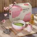 Rehnys Matcha Whisk Set | Complete Pink Matcha Set w/Heart-Shaped Bowl, Bamboo Whisk, Holder, Stainless Steel Sifter, Bamboo Scoop | Cute Gift Present Macha Kit Handmade Bowl | Macha Powder Tea Kit