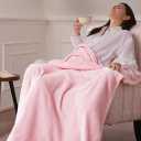 Travel Blanket, Airplane Blanket, Ultra-Soft, Warm & Lightweight, 65x40 in, Outdoor Blanket Essentials for Women, Men & Kids, Included Eye Mask, Luggage Sleeve & Backpack Clip Pink