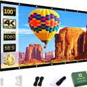 AAJK Projector Screen 100 inch, Washable Projector Screen 16:9 Foldable Anti-Crease Portable Projector Movies Screen for Home Theater Outdoor Indoor Support Double Sided Projection
