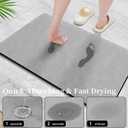 Bathroom Mat Rugs 47x17, Long Diatomaceous Earth Bath Mat Large Quick Dry Bath Mat Non Slip Rubber Backed Super Absorbent Shower Mats, Thin Bathroom Runner Rugs Floor Mat Fit Under Door, Grey