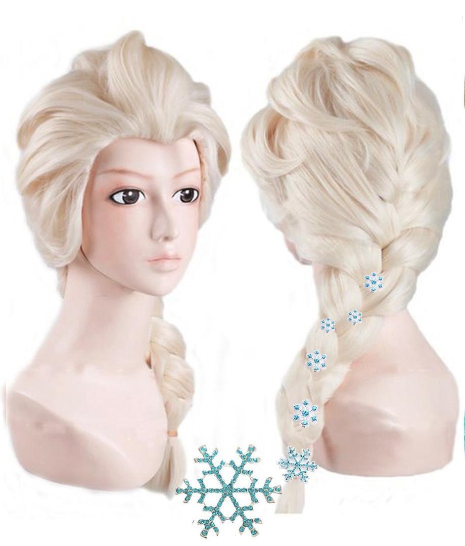ANOGOL Wig Cap+6 Hairpins+ White Blonde Princess Pigtail Wig Long Blonde Braided Ponytail for Women Cosplay Long Princess Braids Platinum Cosplay Wigs Synthetic Queen Snow Pigtail Party Halloween