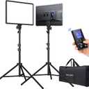 RALENO LED Video Panel Light, 2-Pack 18" 45W Photography Lights with 78'' Stand & Remote for Video Recording TikTok YouTube Streaming, CRI97+ Bi-Color 2500-6500K Studio Lighting
