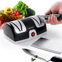 Secura 2-Stage Electric Knife Sharpener with Diamond Abrasives and Precision Angle Guides, Professional Sharpening Tool for Kitchen Straight Edge and Ceramic Knife, Black