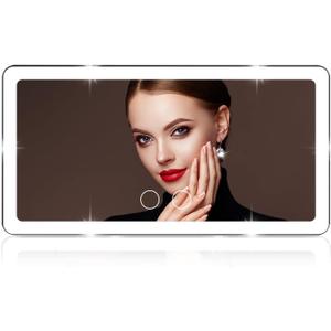 Car Sun Visor Vanity Mirror with 3 Light Modes & 80 LEDs, Rechargeable LED Makeup Mirror- Dimmable Touch Control, Universal for Truck SUV-Car Accessories Essentials for Women (Black)