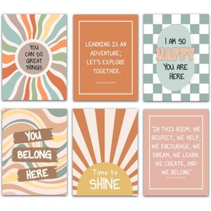 LOLUIS Inspirational Wall Art, Growth Mindset Positive Affirmations Nursery Classroom Decor, Set of 6 UNFRAMED 8x10in Gifts