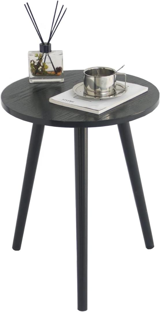 AWASEN Round End Table, Black Side Table Modern Home Decor Small Accent Table for Small Space Living Room, Bedroom and Balcony, Easy Assembly, 19.69''H x 15.7''D (Black)