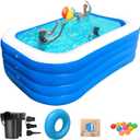 Swimming Pool GooMood Inflatable Pool, 71” x 51” x 28” Above Ground Pool, Large Size Thickened Blow Up Swimming Pools Play Center for Kids Children Family Outdoor Garden Garden Lawn Backyard