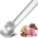 Ice Cream Scoop,7 inches Nonstick Anti-Freeze One Piece Aluminum Scooper Spoon, Heavy Duty Durable Design, Easy Clean, for Gelato, Cookie Dough, Sorbet, Almond (Silver)