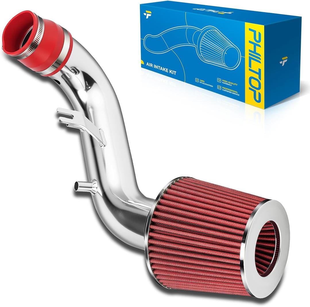 PHILTOP Cold Air Intake Kit System Compatible with Honda CR-V 2002 2003 2004 2.4L L4, High Performance, Red