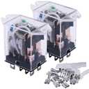 mxuteuk 2pcs DC 12V Coil 8 Pin 10A DPDT LED Indicator Electromagnetic Power Relay General Purpose JQX-13F-DZ-DC12V