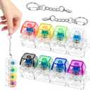 2 PCS 4-in-1 Keyboard Fidget Toy Keychain, Finger Clicky Button Toy Stress Relief Keychain with Swappable Keycaps, Mini Mechanical Key Fidget for Office Desk Focus Gifts 