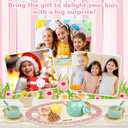 Wooden Tea Set for Little Girls Play Food Pretend Play Kitchen Accessories for 3 4 5 Years Old Girls and Boys Toddler Princess Tea Time Party Food Toys