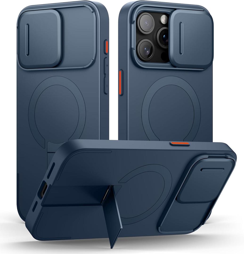 SURITCH for iPhone 15 Pro Max Case with Magnetic Camera Slide Cover and Adjustable Kickstand, Compatible with MagSafe, Shockproof Bumper Case Slim Protective Cover 6.7 Inch, Blue SURITCH for iPhone 15 Pro Max Case with Magnetic Camera Slide Cover and Adjustable Kickstand, Compatible with MagSafe, Shockproof Bumper Case Slim Protective Cover 6.7 Inch, Blue
