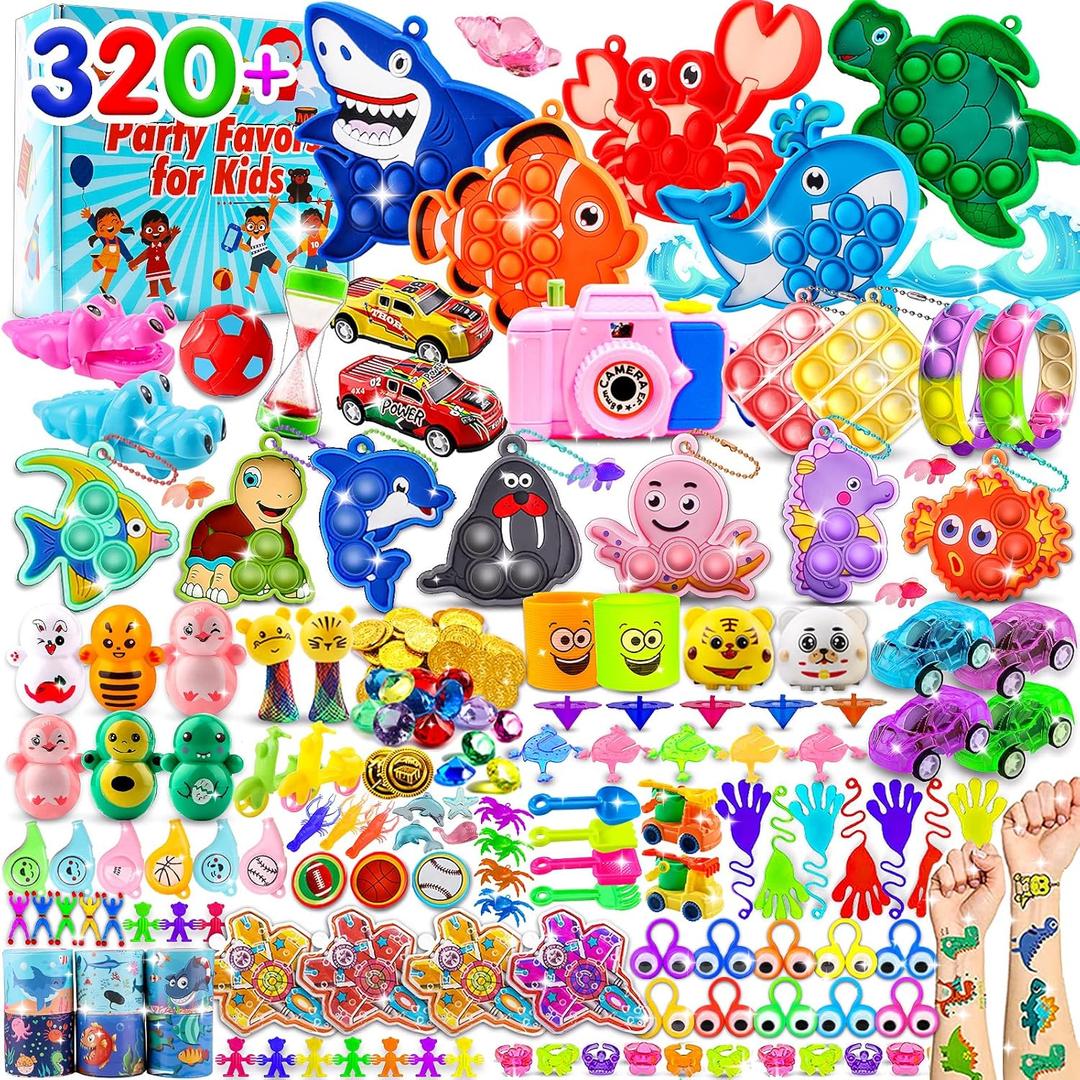 Kiss Monkey 320 PCS Party Favor for Kids, Goodie Bags Stuffers, Treasure Box Toys, Prize Box Toys for Kids Bulk, Pinata Fillers, Small Prizes for Classroom , Treasure Chest for Students Rewards