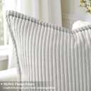 decorUhome Summer Corduroy Grey Euro Sham Throw Pillow Covers 24x24 Set of 2 Decorative Soft Boho Farmhouse Couch Pillow Covers for Living Room Bed Sofa Broadside Striped Pillow Cases
