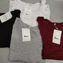 Riyiper 4 Pack Women's V Neck T Shirts, Summer Casual Short Sleeve Tops Cotton Loose Rolled Sleeve Tees 2025 Trendy Shirts (X-Large, Pink, White, Bean Green, Black)