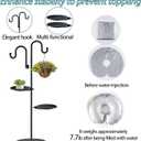 Upgraded 74" Shepherd's Hook Stand plantBird FeederWind Chime Hanger Stand, Waterproof Metal & Adjustable-Height Standing Pole Holder for Lantern and Wreath, Indoor & Outdoor2 Placement Racks)