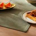 ZeeMart Rustic Cotton Linen Table Runner, 13x36 Inches Olive, Farmhouse Style Green Table Runners 36 Inches Long, Washable Kitchen Dining Table Decoration for Home Party Decor