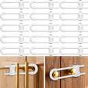 Modacraft 15 Pcs Sliding Cabinet Latches, U Shaped Cabinet Door Locks, Baby Cabinet Safety Latches for Baby Proofing, No Drilling Tool-Free Installation Easy to Use for Knobs or Handle Double Door (White)