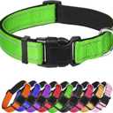 Green Dog Collar, Reflective Pet Collar with Buckle Adjustable Safety Nylon Collars for Small Medium Large Dogs XS