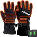 Kids Heated Gloves - Boys and Girls Waterproof Ski Heating Gloves with 2pcs DC 2700mAh Battery, 3 Heating Levels (Large-X-Large, Black)