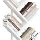 Casaottima 6-Tier Tree Bookshelf for Corner & Small Space  Narrow Steel & Wood Bookcase, Tall Floor Standing Book Organizer Shelf with Storage Cabinet, Home Decor for Living Room, Bedroom, White