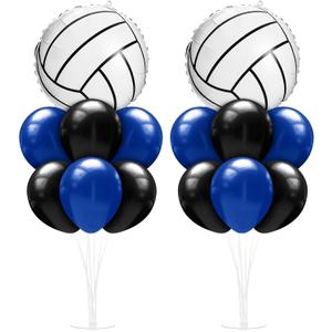 Sumind 2 Set Volleyball Table Centerpiece Balloon Stand Kit Foil Balloons Birthday Party Decorations Navy Blue Black Volleyball Senior Night 2026 Decoration for Graduation Game Sport Themed Birthday