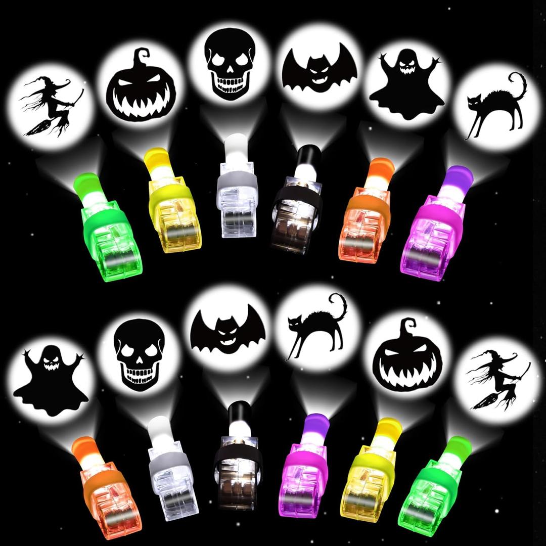Halloween Party Favors for Kids, 36 Pcs LED Light Up Finger Lights Halloween Goodie Bag Fillers Treats Stuffers Glow in The Dark Toys Bulk for Halloween Party Gifts Trick or Treat Toy