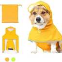 Dog Poncho Hooded Raincoat for Puppies & Small to Large Dogs, Waterproof Dog Rain Jacket with Reflective Strip, Lightweight Slicker with Storage Bag for Easy Carrying (Small Plus, Yellow)