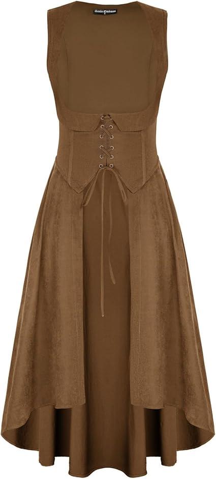 Scarlet Darkness Women Renaissance Costume Underbust Pirate Peasant High Low Dress,  Size S