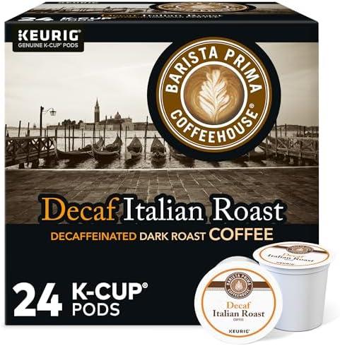 Barista Prima Coffeehouse, Italian Roast Decaf Keurig Single Serve K-Cup Pods, 24 count Best Before: 09/09/2027