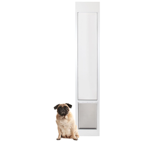 PetSafe Sliding Glass Pet Door - No-Cut DIY Install Doggy Door for Renters - Aluminum Frame - Adjustable Height 75 7/8" to 81" - Ideal for Large Dogs Up to 100 lb - White