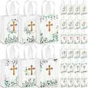 Ribbonlic 24 Pcs First Communion Religious Gift Bag Reusable Baptism Gift Bags Non Woven Church Welcome Bags for 1st Communion Easter or Other Religious Occasions Party Favors 9.84 x 7.87 x 2.36''