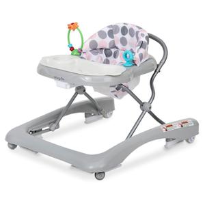 Dream On Me Mia Foldable Baby Walker in Grey, Foldable Walker with Adjustable Heights, Removable, Machine Washable High-Back Padded Seat, Suitable for 6-12 Months