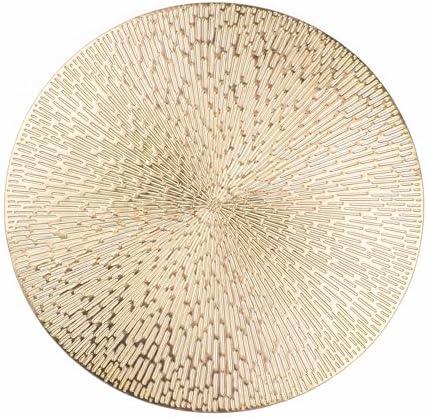 Snowkingdom Gold Placemats Round Set of 8, Gold Metallic Hollow Vinyl 15 Inch Round Placemat, Washable Wipeable Easy Clean Non Slip Stain Kitchen Dining Table Place Mats for Wedding Party Decoration