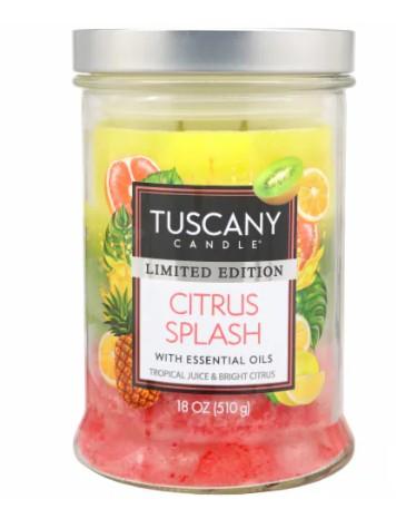 Tuscany Candle, Limited Edition Citrus Splash, With Essential Oils, Tropical juice and bright citrus 18OZ