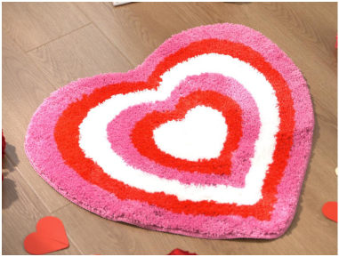 Valentines Day Bath Rug Heart Shaped Non Slip Mat Indoor Entryway Floor Rug for Entrance Outside Home Kitchen Living Room Bathroom Decor 23.6x23.6 (Style1)