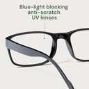 Gaoye +1.5 2-Pack of Reading Glasses - Blue-Light Filter, UV Protection - Readers with Rectangle Frames (Black)
