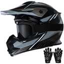 TRIANGLE Adult Dirt Bike Helmet Full Face Motocross Helmets DOT Certified, Dark Gray, Large 